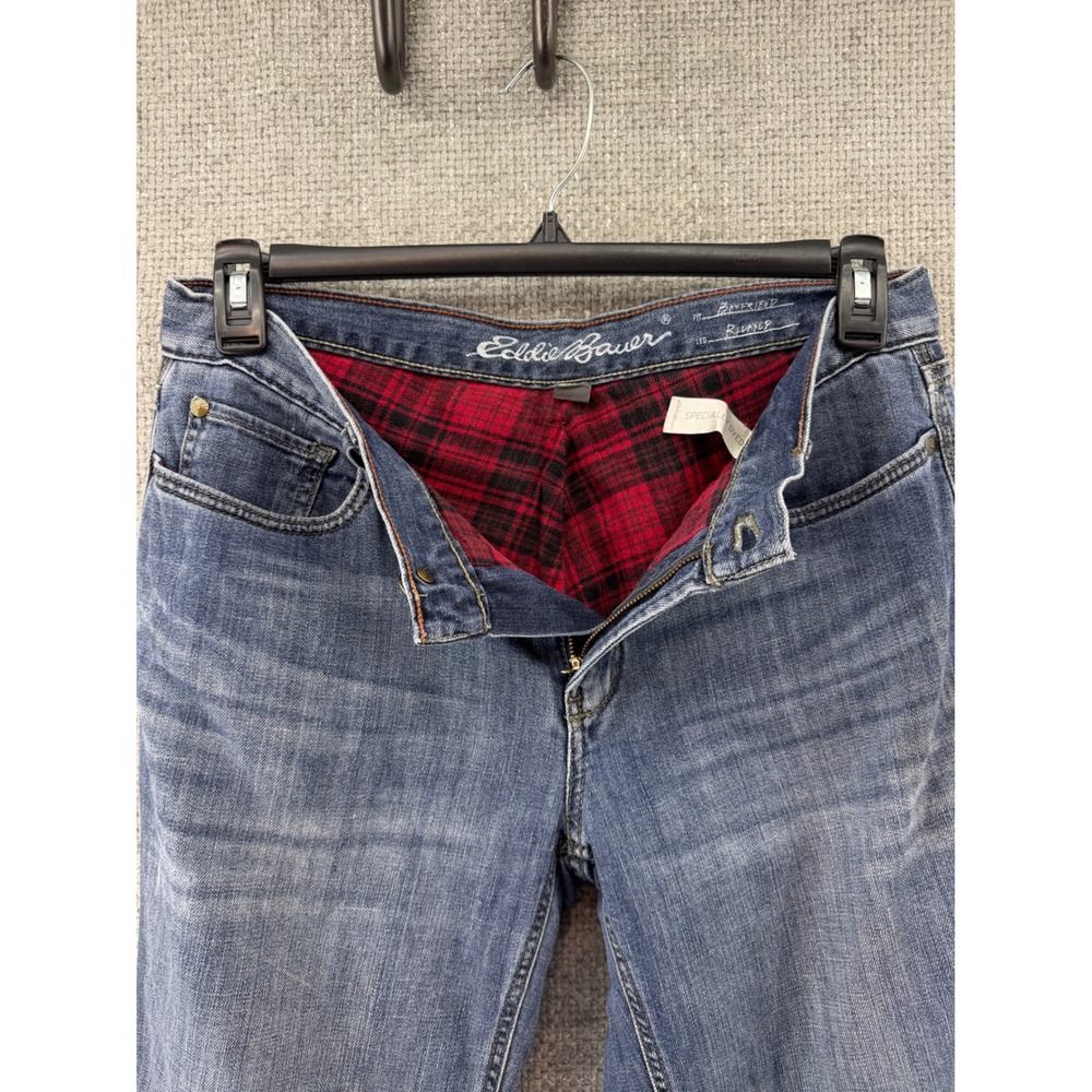 Eddie Bauer Flannel Lined Jeans Women 6 Blue Excellent Boyfriend Relaxed Leg - Picture 2 of 12